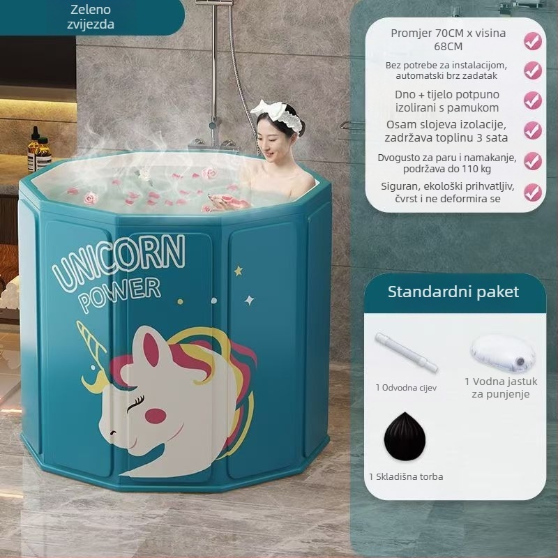 Sklopiva kada za odrasle s poklopcem, vodootporna tkanina, izolirana, sjedalo