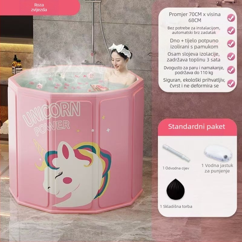 Sklopiva kada za odrasle s poklopcem, vodootporna tkanina, izolirana, sjedalo