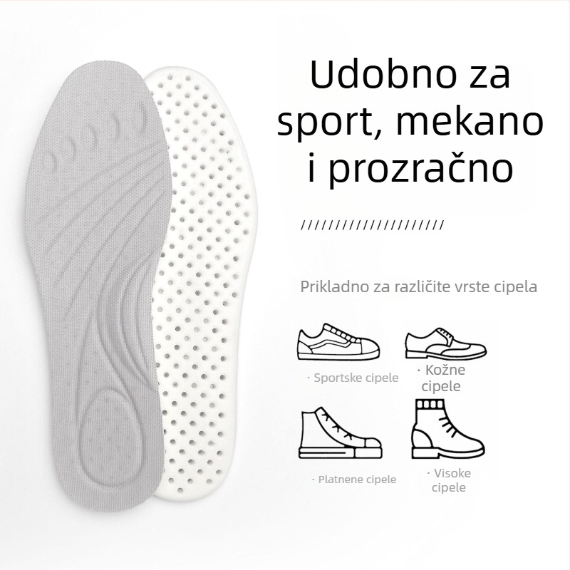 Uložak za cipele s punom dužinom, mrežasti materijal, memorijska pjena, prozračan materijal s PU, odvlačenje vlage i otporan na mirise, unisex, za sve sezone