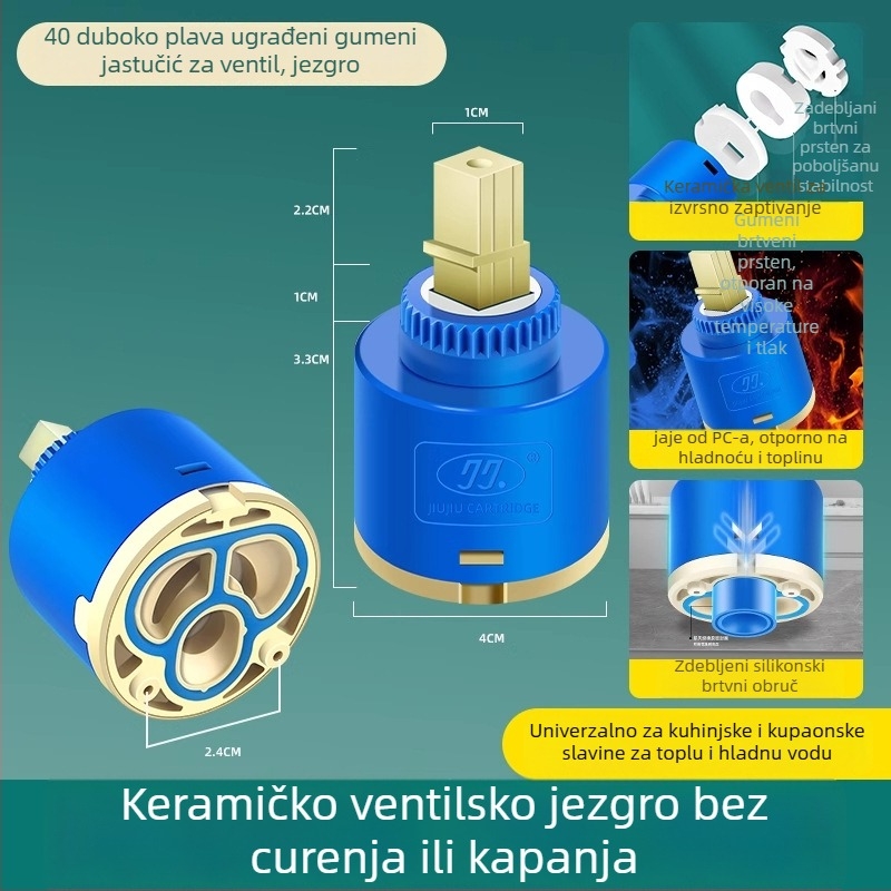 Keramičko jezgro ventila za kuhinjsku miješalicu – hladna i topla voda, PC+keramika, moderni minimalistički stil