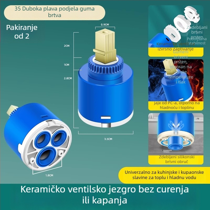 Keramičko jezgro ventila za kuhinjsku miješalicu – hladna i topla voda, PC+keramika, moderni minimalistički stil