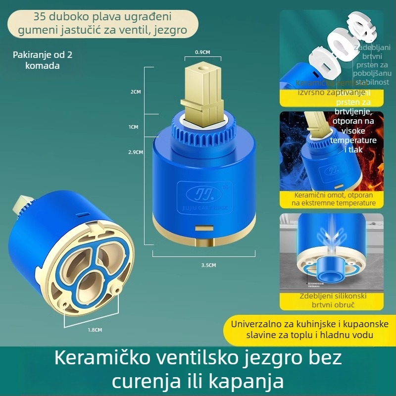 Keramičko jezgro ventila za kuhinjsku miješalicu – hladna i topla voda, PC+keramika, moderni minimalistički stil