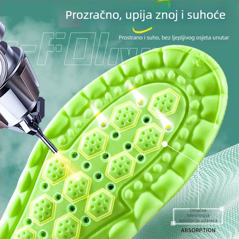 PU zračna amortizirajuća sportska uložak za obuću, masažni, popcorn tekstura, upijanje znoja, model 6651, cijela uložak