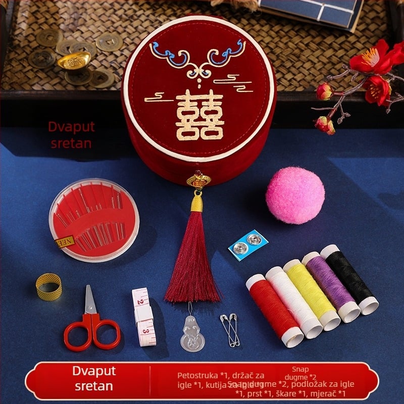 Vjenčana kutija za šivanje - platneni set za šivanje za mladenku | Značka: Romantic happy event | Šifra proizvoda: Wedding sewing box | Materijal: Tkanina | Sastav: Šivanje