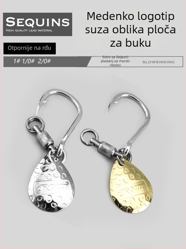 TWM Mamac s jednim udicom, ležajnim prstenom i metalnom pločicom za morski ribolov s brodom