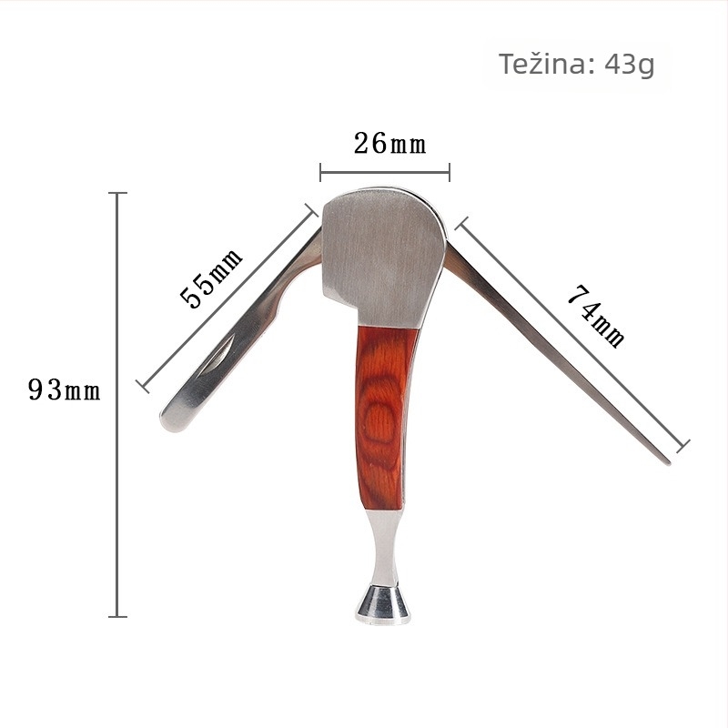 Forten 3-u-1 nož za duhan sa škrabom, metal i drvo, oprema za pušenje lule