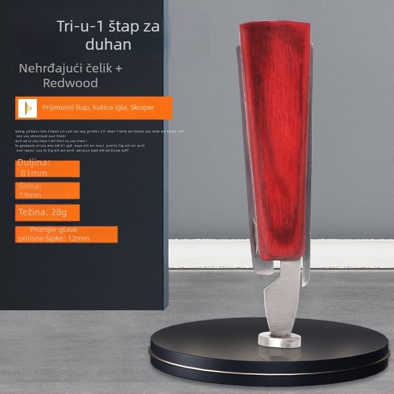 Forten 3-u-1 nož za duhan sa škrabom, metal i drvo, oprema za pušenje lule