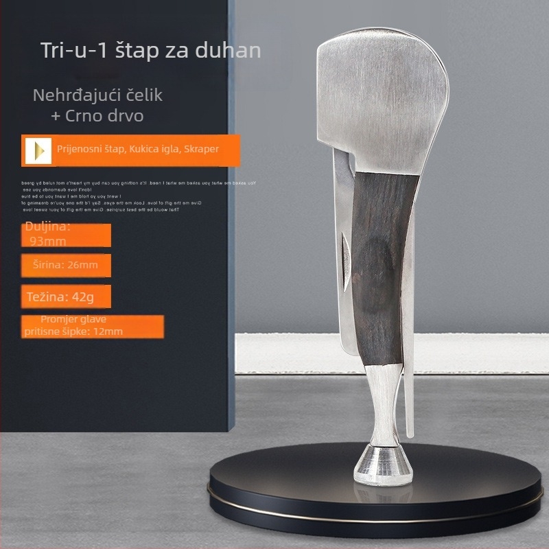 Forten 3-u-1 nož za duhan sa škrabom, metal i drvo, oprema za pušenje lule