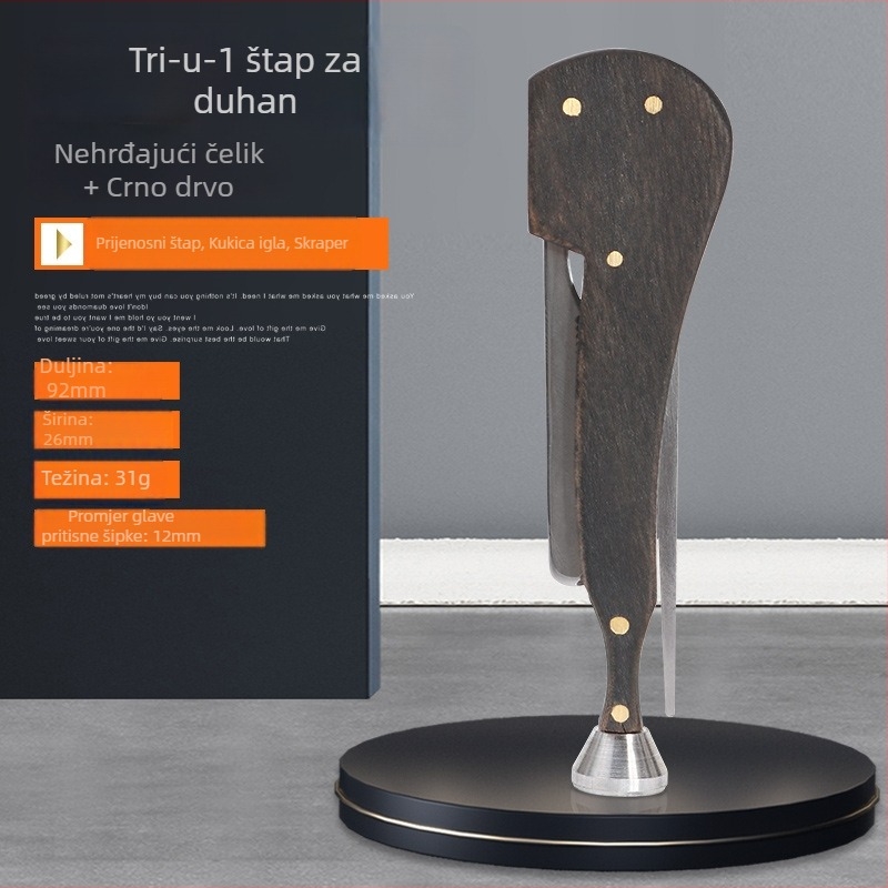 Forten 3-u-1 nož za duhan sa škrabom, metal i drvo, oprema za pušenje lule