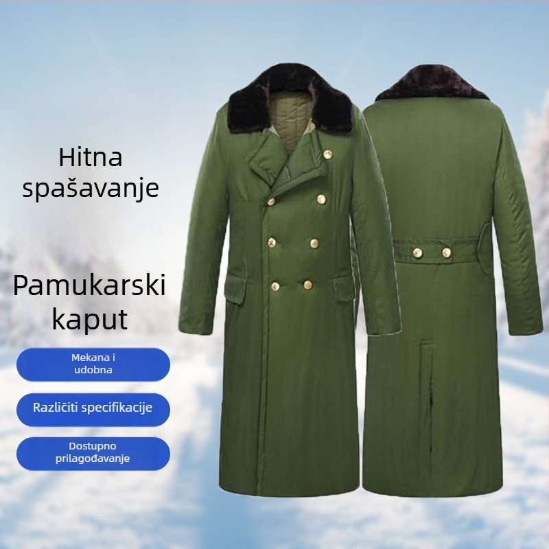 Unisex vojni zimski kaput od pamuka, vojni stil, otporan na vjetar i topao (Pamuk; Prozračnost; Toplo; Uklanjanje vlage; Zima)