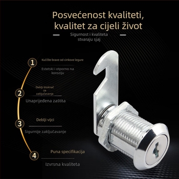 Brava za ladicu, cilindrična brava od cinkovog legura, pogodna za ladice, vrata ormarića i kutije za distribuciju, novi kineski stil