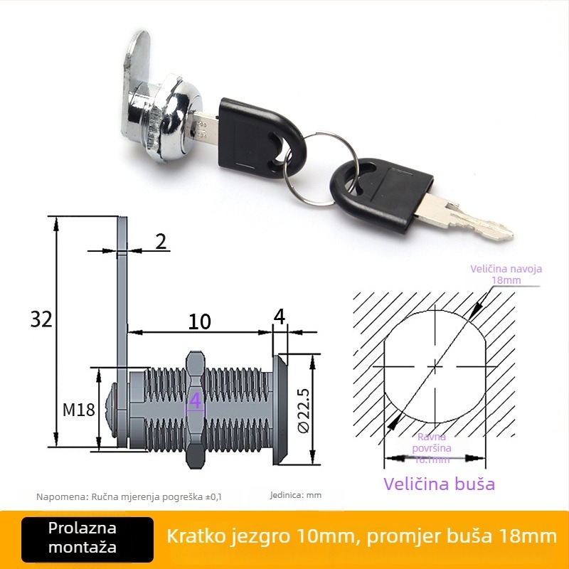 Brava za ladicu, cilindrična brava od cinkovog legura, pogodna za ladice, vrata ormarića i kutije za distribuciju, novi kineski stil