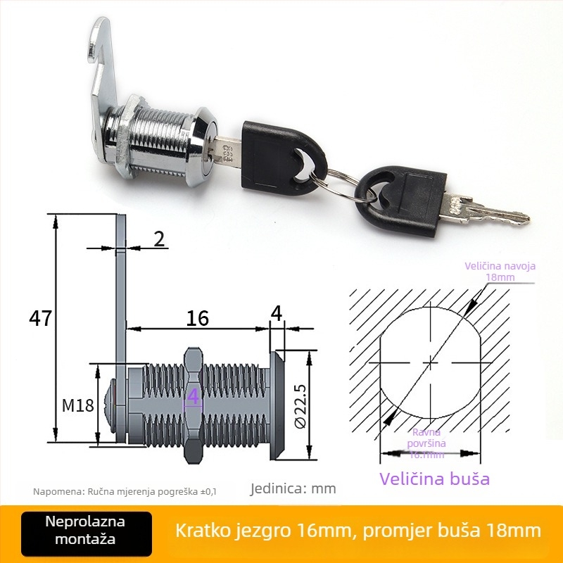 Brava za ladicu, cilindrična brava od cinkovog legura, pogodna za ladice, vrata ormarića i kutije za distribuciju, novi kineski stil