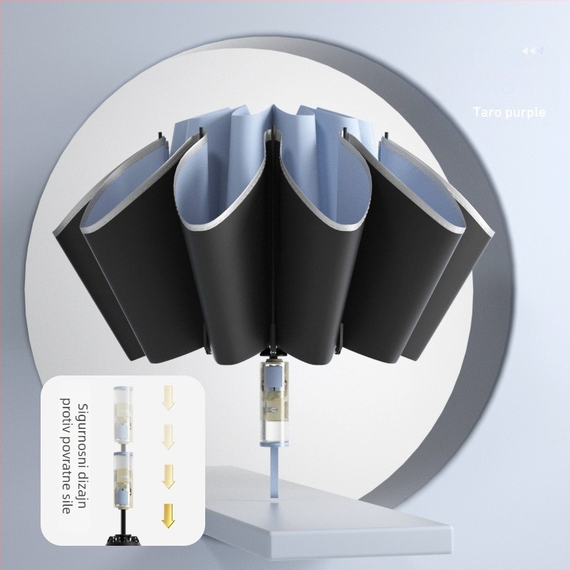 Trostruki kišobran s vanjskim obrtom, automatsko otvaranje i zatvaranje, 10 rebara, UPF > 50, tkanina 190T