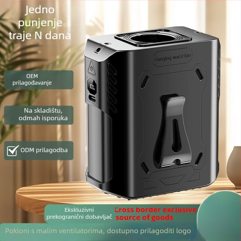 Ručni prijenosni ventilator s ugrađenom baterijom, 5 lopatica, brushless motor, USB napajanje, hlađenje ledom