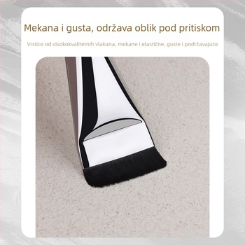 Šmink četka s plosnatim vrhom za temelj, masku i korektor; ultra-tank dizajn, bez tragova šminke; sintetička vlakna, plastična drška, duga drška, 1 kom, Hengrun