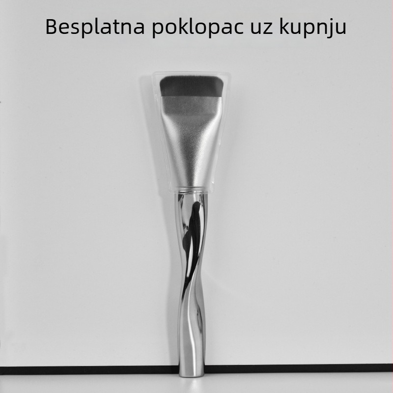 Šmink četka s plosnatim vrhom za temelj, masku i korektor; ultra-tank dizajn, bez tragova šminke; sintetička vlakna, plastična drška, duga drška, 1 kom, Hengrun