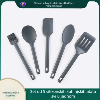 Set silikonskih kuhinjskih alata: žlica i špatula od silikona – ne lijepi se, visoka toplinska otpornost, protuklizno, zaštita od opeklina; drška s tijelom od silikona i jezgrom od najlona
