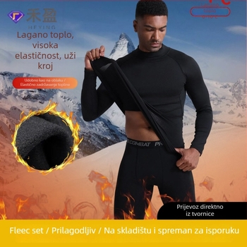 Muški zimski flis trening set za trčanje i fitness, materijal: poliester/Vinylon, podstava: laneno platno (91–95%)