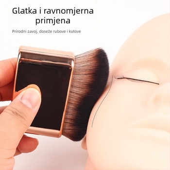 Višestruka četkica za šminku s valovitim držalom za temelje, rumenilo i masku; kratka plastična drška; sintetička vlakna; duljina vlasi 2,8 cm; ukupna duljina 6,9 cm