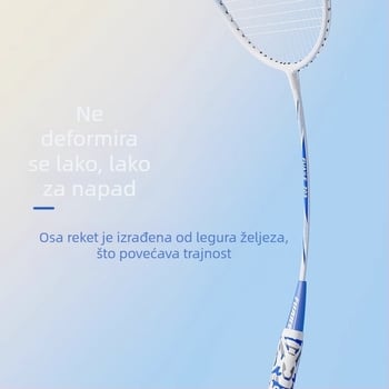 Set reketa za badminton – okvir od željeznog zlitka, najlon uzice, direktni udar, set za singles i doubles, za početnike