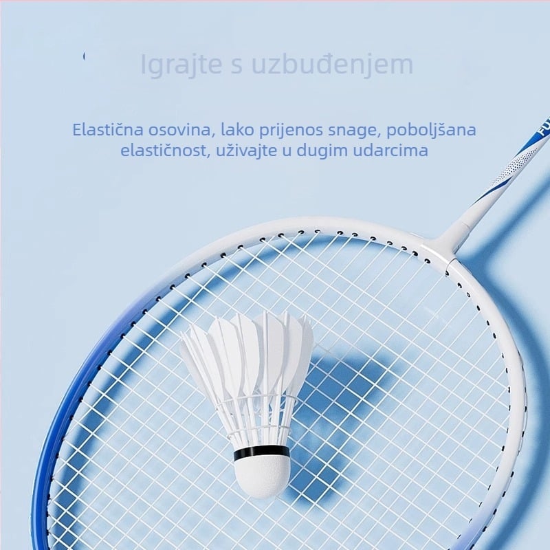 Set reketa za badminton – okvir od željeznog zlitka, najlon uzice, direktni udar, set za singles i doubles, za početnike