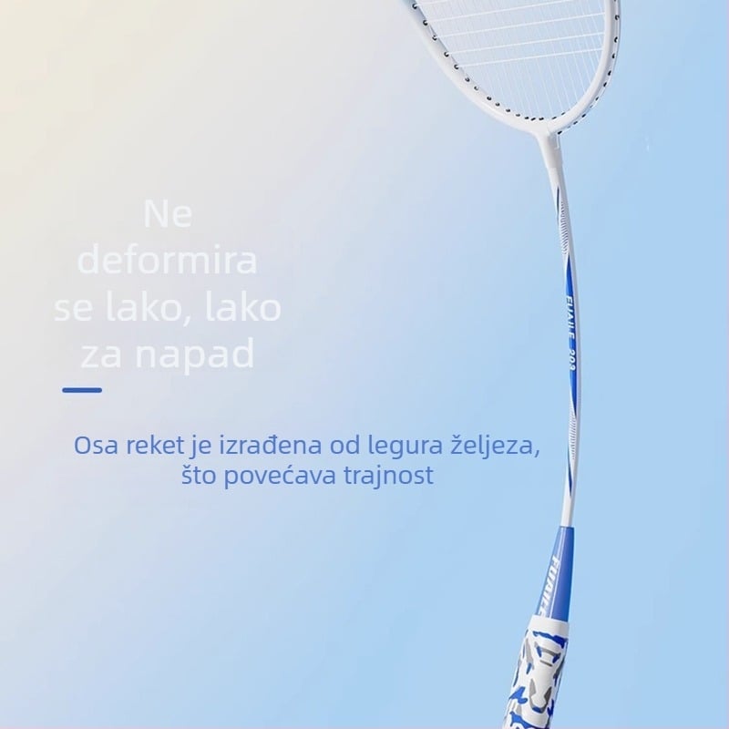 Set reketa za badminton – okvir od željeznog zlitka, najlon uzice, direktni udar, set za singles i doubles, za početnike