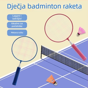 Dječji set badminton raketa, dvostruke rakete, okvir od željezne zlitine, težina 95-100 g, bočni udarac, pogodno za stolni tenis i badminton