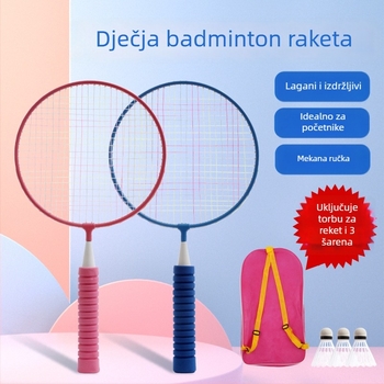 Dječji set badminton raketa, dvostruke rakete, okvir od željezne zlitine, težina 95-100 g, bočni udarac, pogodno za stolni tenis i badminton