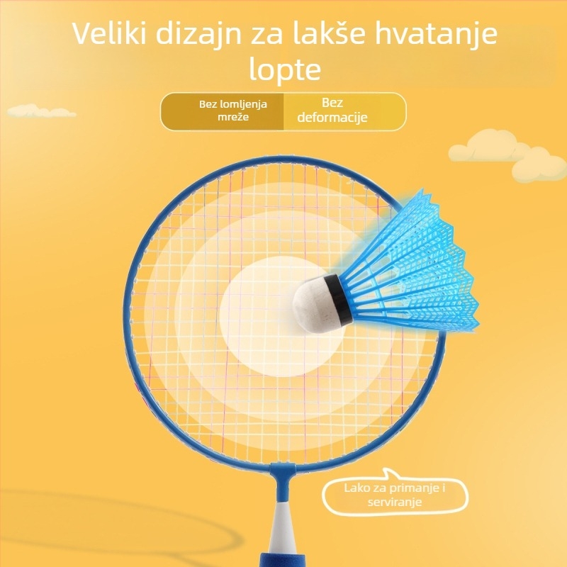 Dječji set badminton raketa, dvostruke rakete, okvir od željezne zlitine, težina 95-100 g, bočni udarac, pogodno za stolni tenis i badminton