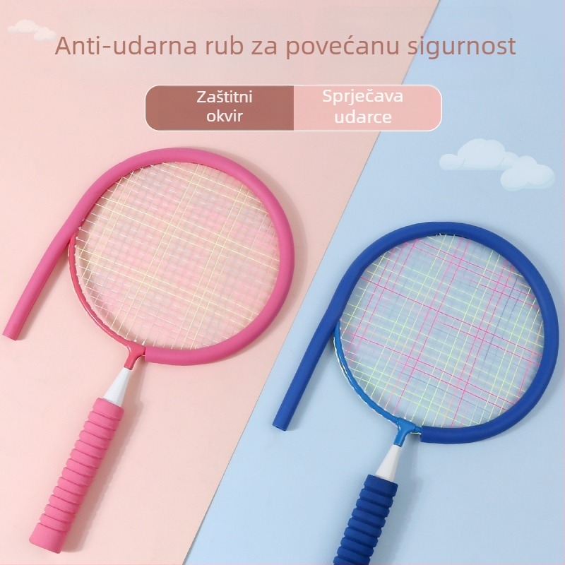 Dječji set badminton raketa, dvostruke rakete, okvir od željezne zlitine, težina 95-100 g, bočni udarac, pogodno za stolni tenis i badminton