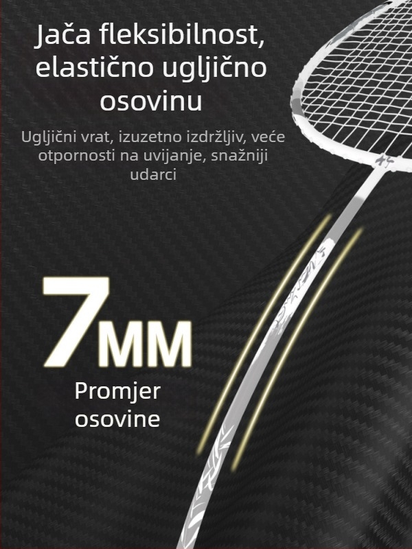 Raketa za badminton Yuke, okvir od karbonskih vlakana, najlonske žice, set od 6 komada, težina 95–100 g, čvrsta raketa, tip direktan udar, namijenjeno tinejdžerima