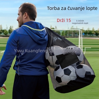 Prijenosna mrežasta torba za lopte s remenom preko ramena, za nogomet, košarku i odbojku; Oxford tkanina, pogodna za sport i vanjsku upotrebu