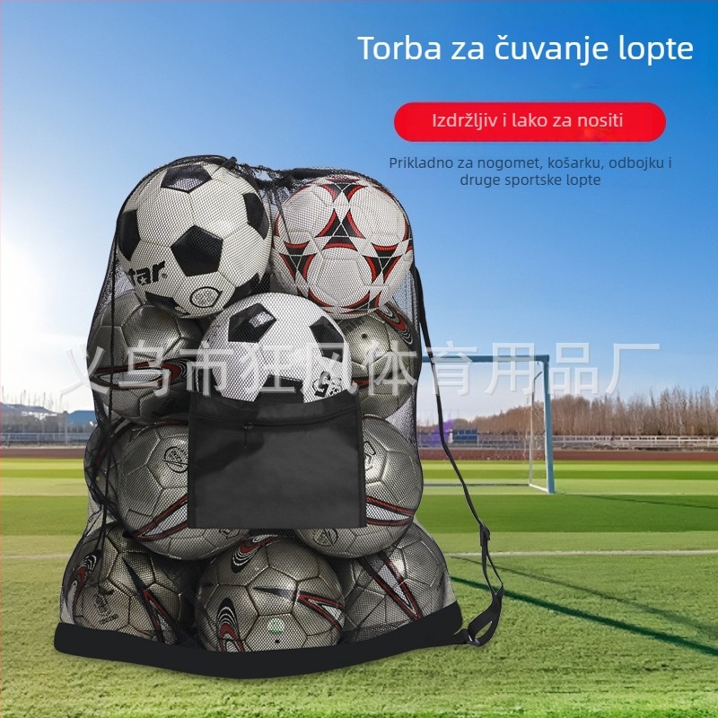 Prijenosna mrežasta torba za lopte s remenom preko ramena, za nogomet, košarku i odbojku; Oxford tkanina, pogodna za sport i vanjsku upotrebu