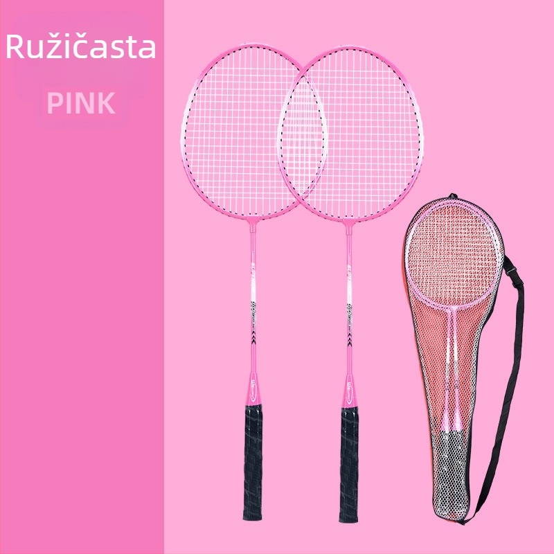 Raketa za badminton za početnike s integriranim napadom i obranom, za odrasle, paket od 2 komada, težina 95–100 g, drška G3, tvrdi shaft, okvir od ferroalije