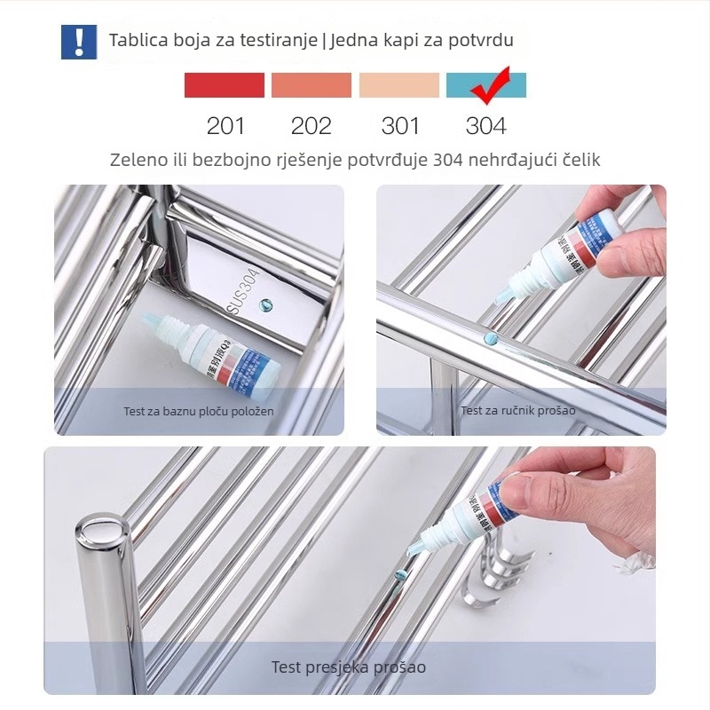 Držač ručnika od nehrđajućeg čelika, zidni bez bušenja, polirana površina, kupaonica, moderan minimalistički stil