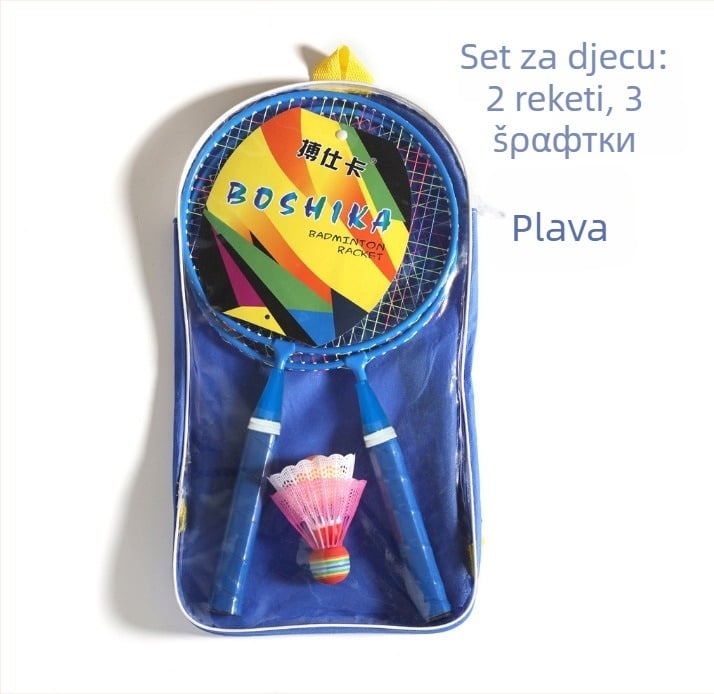 Dječji set badminton reketa s mogućnošću prilagodbe i tiskanim logom; okvir od feroslojne legure, najlonske užadi, 50 parova
