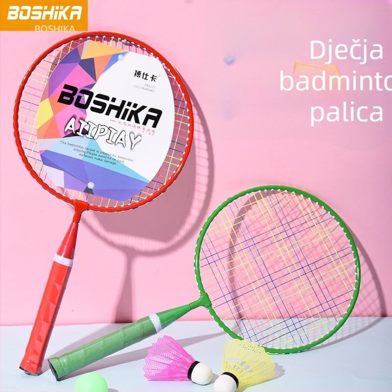 Dječji set badminton reketa s mogućnošću prilagodbe i tiskanim logom; okvir od feroslojne legure, najlonske užadi, 50 parova