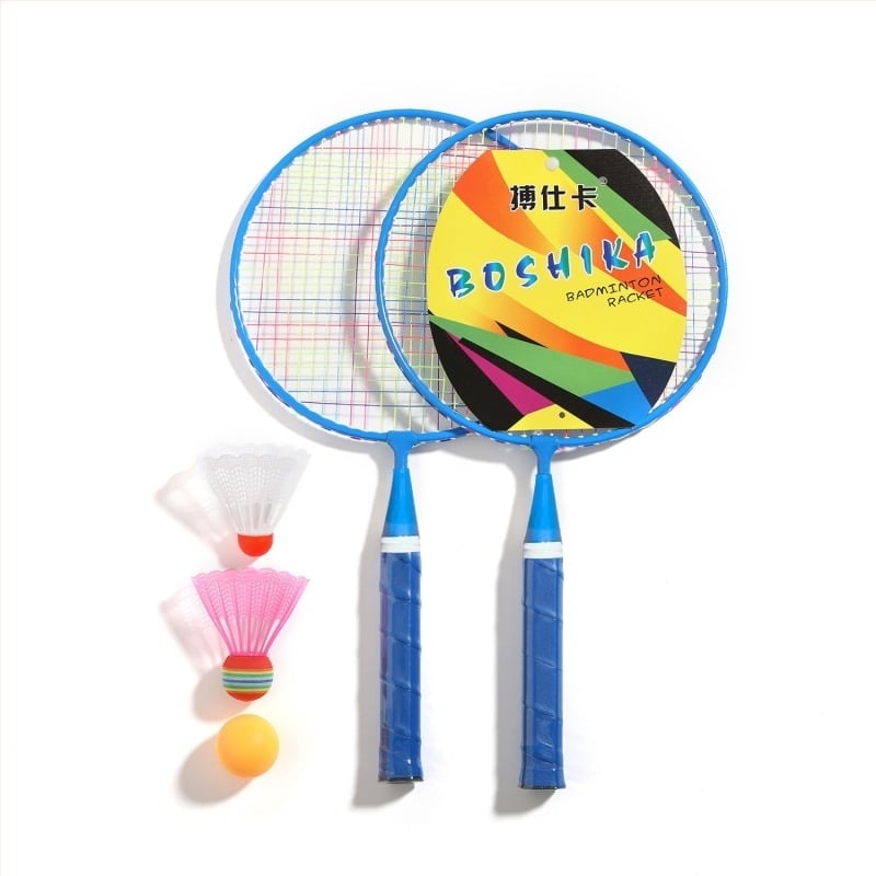 Dječji set badminton reketa s mogućnošću prilagodbe i tiskanim logom; okvir od feroslojne legure, najlonske užadi, 50 parova