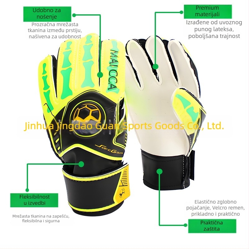 Pinguan rukavice za vratara s zaštitom prstiju, extra debeli latex, protuklizne, unisex za nogomet (ST-848-4)