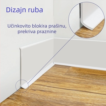 PVC podna lajsna, samoljepljiva, vodonepropusna, otporna na habanje, bez formaldehida, moderni minimalistički stil