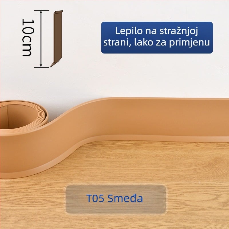 PVC podna lajsna, samoljepljiva, vodonepropusna, otporna na habanje, bez formaldehida, moderni minimalistički stil