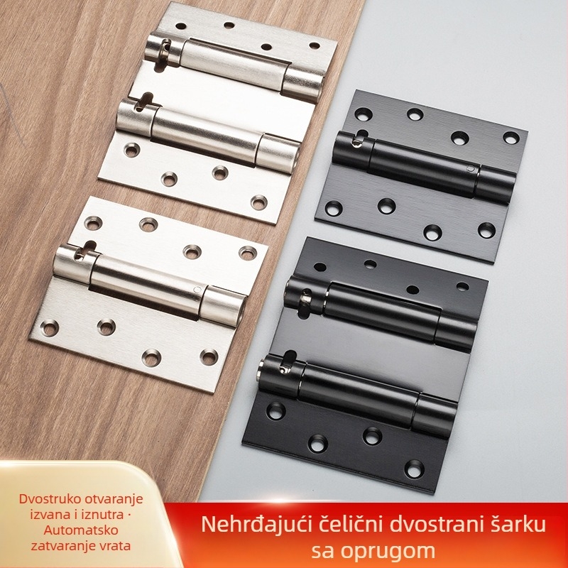Dvostruka vrata s oprugom od nehrđajućeg čelika, automatsko zatvaranje, polirani i elektroplatirani završetak, moderni minimalistički dizajn