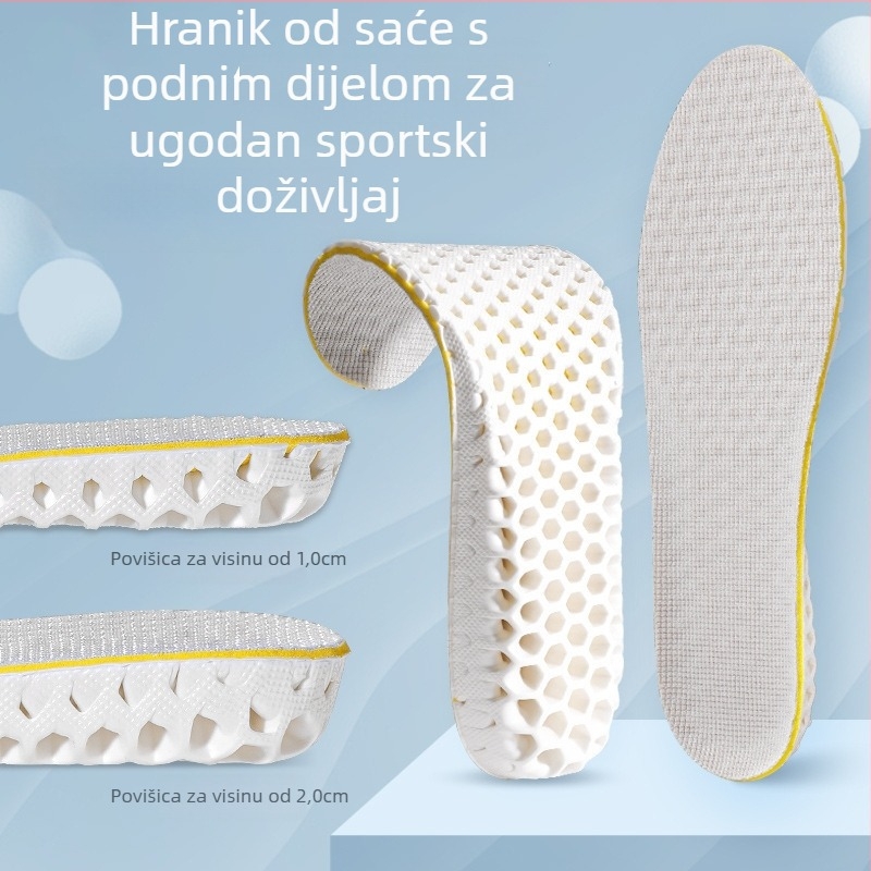 Uložak za podizanje visine, mrežasta dišna konstrukcija, 1–2 cm povećanje, pjenasti materijal, cijela duljina uloška