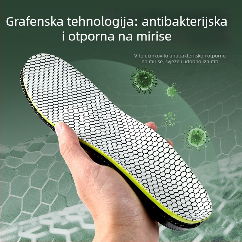 Ortopedska podloga za cipele s potporom luka i TPU-om protiv torzije i klizanja; grafen antibakterijski, dezodorirajući, upija znoj i prozračna