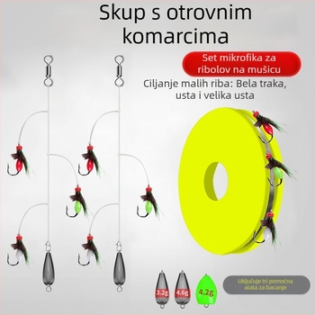 Set mamaca za ribolov: dvostruki udice, mali mamci i pomoć za bacanje