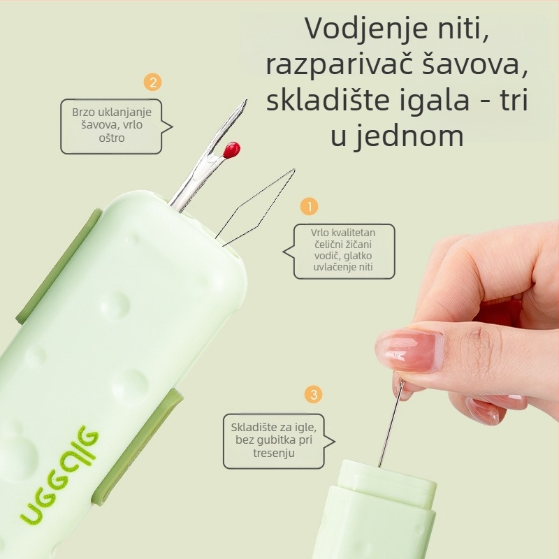 Star Kutija za šivanje: 3-u-1 alat za uvlačenje igle s magnetskim dijelom i kutijom za igle, kućni šivaći alat
