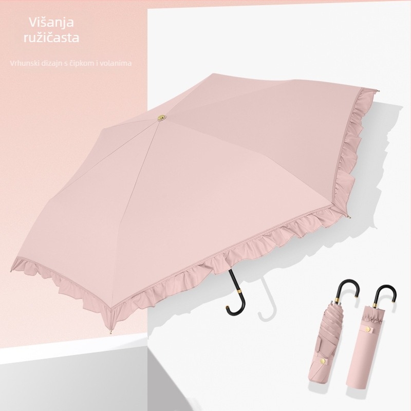 Ultra lagani kišobran s vinilnim premazom na poliester tkanini 210T, 6 aluminijskih rebara, aluminijska šipka, držač od legure, ručno otvaranje i zatvaranje, UPF50+ UV zaštita, prijenosan i sklopivi