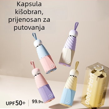 Bodini sun umbrella za sunce i kišu, UV zaštita UPF >50, kompaktni petdijelni sklopivi s 6 rebara, ručno otvaranje i zatvaranje, mogućnost logotipa