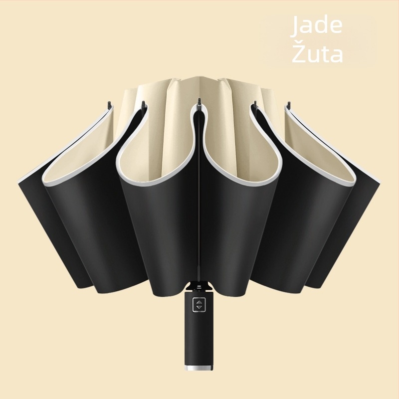 Obratni kišobran s 10 rebara, automatsko otvaranje, reflektirajući rub i svjetleća traka, ispis logotipa i prilagodba